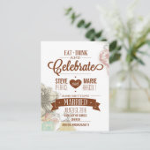 Floral eet, Drink en viert sparen de Kaart van de  (Staand voorkant)