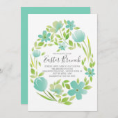 Floral Egg Easter Brunch Dinner Party Invitation Kaart (Voorkant / Achterkant)