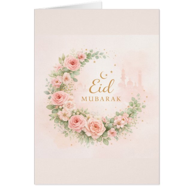 Floral Eid Mubarak – Blush Pink Islamic Gift f (Voorkant)