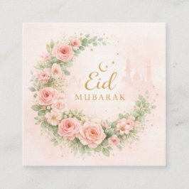 Floral Eid Mubarak – Blush Pink Islamic Gift f Informatiekaartje