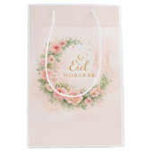 Floral Eid Mubarak – Blush Pink Islamic Gift f Medium Cadeauzakje (Voorkant)