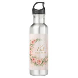 Floral Eid Mubarak Bott– Blush Pink Islamic Gift f Waterfles