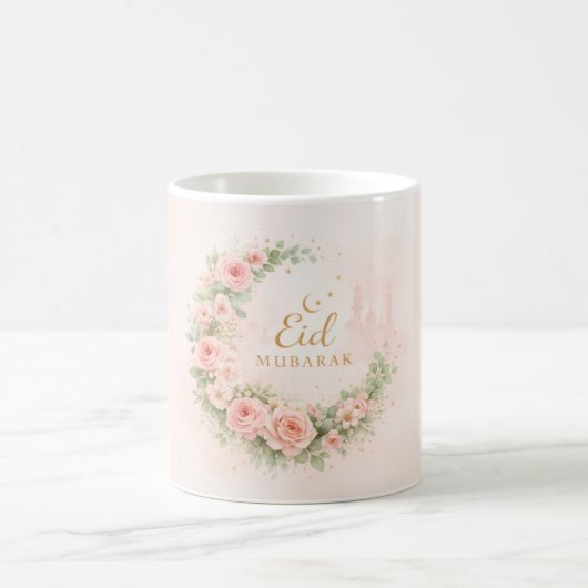 Floral Eid Mubarak Mug – Blush Pink Islamic Gift f Koffiemok (Center)