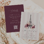 Floral Eiffel Tower Double Sided Bridal Shower Kaart