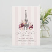 Floral Eiffel Tower Double Sided Bridal Shower Kaart (Staand voorkant)
