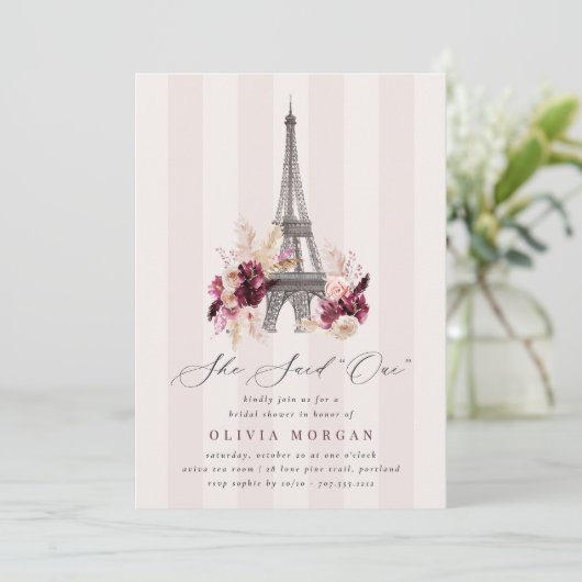 Floral Eiffel Tower Double Sided Bridal Shower Kaart (Staand voorkant)