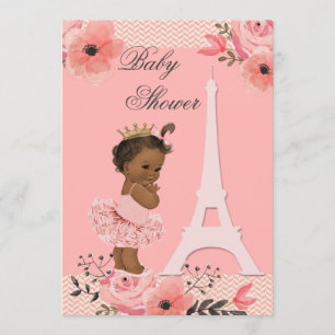 Floral Eiffel Tower Ethnic Princess in Tutu Shower Kaart