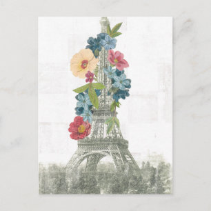 Floral Eiffel Tower Parijs, Frankrijk Briefkaart