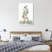 Floral Eiffel Tower | Parijs, Frankrijk Canvas Afdruk (Insitu (Slaapkamer))