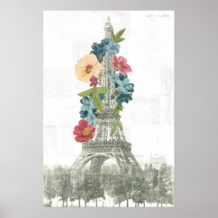Floral Eiffel Tower   Parijs, Frankrijk Poster