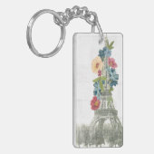 Floral Eiffel Tower | Parijs, Frankrijk Sleutelhanger (Voorkant Links)