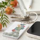 Floral Eiffel Tower | Parijs, Frankrijk Sleutelhanger (Voorkant Rechts)