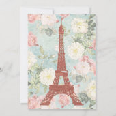  Floral Eiffel Tower Paris Blue Wedding Save The Date (Achterkant)