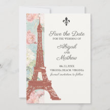  Floral Eiffel Tower Paris Blue Wedding