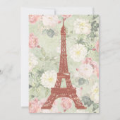  Floral Eiffel Tower Paris Green Wedding Save The Date (Achterkant)