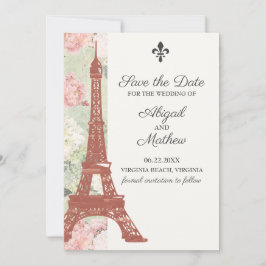  Floral Eiffel Tower Paris Green Wedding Save The Date
