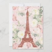  Floral Eiffel Tower Paris Pink Weddenschap Save The Date (Achterkant)