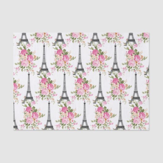 Floral Eiffel Tower Tissuepapier (Voorkant)