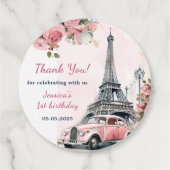 Floral Eiffeltoren Parijs 1e verjaardag Bedankjes Labels (Achterkant)
