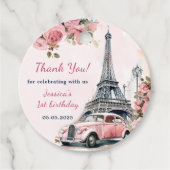 Floral Eiffeltoren Parijs 1e verjaardag Bedankjes Labels (Voorkant)
