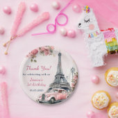 Floral Eiffeltoren Parijs 1e verjaardag Papieren Bordje (Feest)