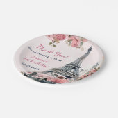 Floral Eiffeltoren Parijs 1e verjaardag Papieren Bordje (Gekanteld)