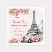 Floral Eiffeltoren Parijs 1e verjaardag Servet (Voorkant)