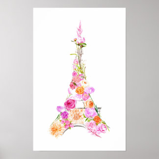 Floral eiffeltoren poster