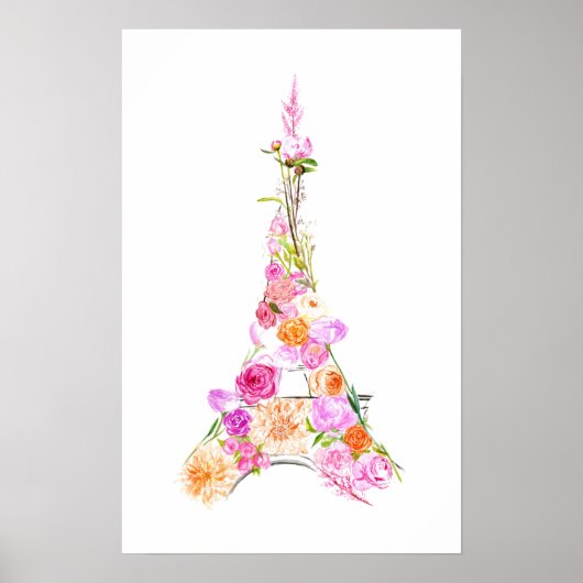 Floral eiffeltoren poster (Voorkant)
