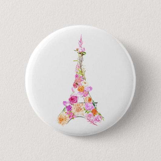 Floral eiffeltoren ronde button 5,7 cm (Voorkant)