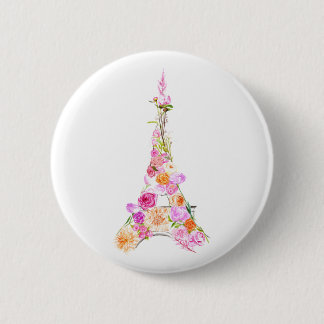Floral eiffeltoren ronde button 5,7 cm