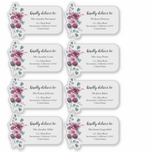 Floral Eigen adres Sticker (Voorkant)