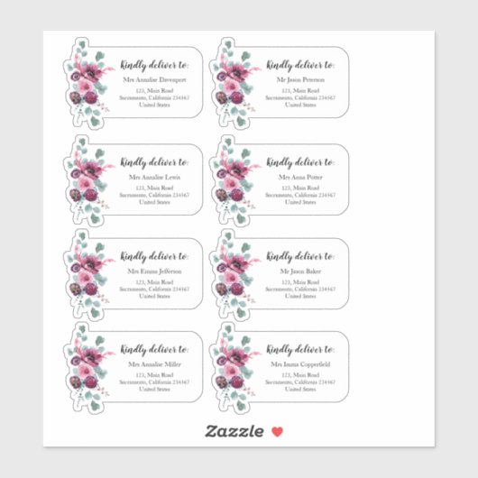 Floral Eigen adres Sticker (Vel)