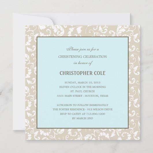 Floral Elegance Baptism/Christening Uitnodiging (Voorkant)