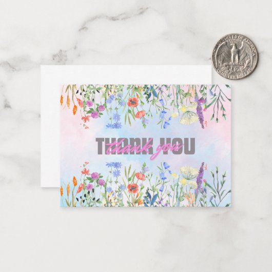 Floral Elegance bedankje Notitiekaartje (Voorkant / Achterkant in situ)