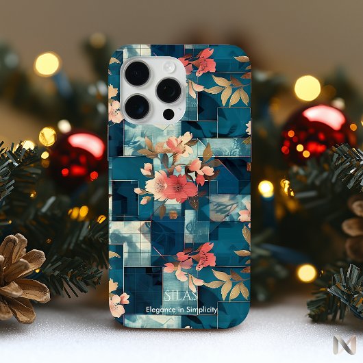 Floral Elegance – Blauwgroen & Koraal Artistiek Case-Mate iPhone Case