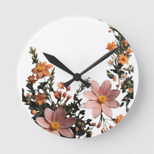 Floral Elegance – Bloeiende Tuin Decoratieve Muur Ronde Klok