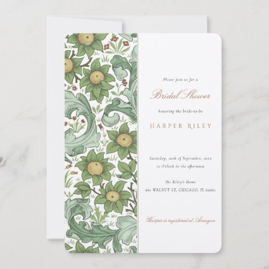 Floral Elegance Bridal Shower Invitation Kaart (Voorkant)