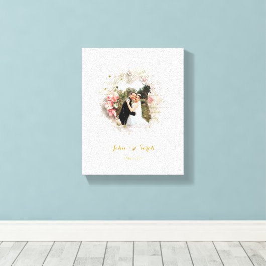 Floral Elegance, Bruiloft Afbeelding Lijst Canvas Afdruk (Insitu (Houten vloer))