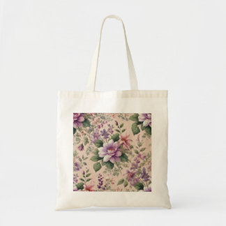 Floral Elegance Canvas tas - Soft Beige met