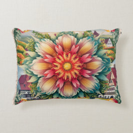 Floral Elegance: Duitse postzegelkunst Accent Kussen