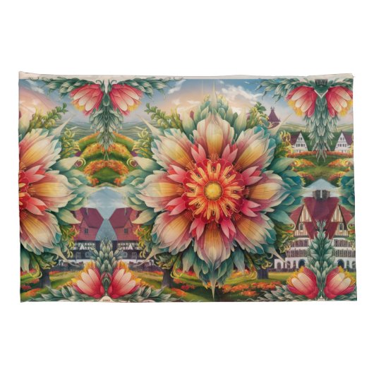 Floral Elegance: Duitse Stamp Art Body Kussen Kussensloop (Achterkant-Rechts)
