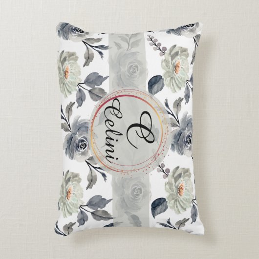 Floral Elegance: een verbluffend Waterverf patroon Accent Kussen (Voorkant(Verticaal))