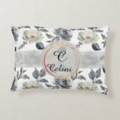 Floral Elegance: een verbluffend Waterverf patroon Accent Kussen (Achterkant)