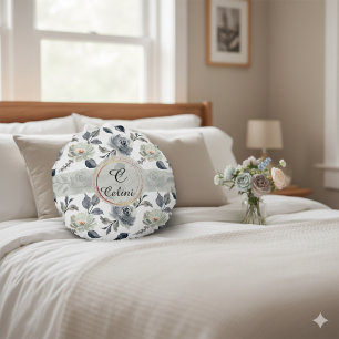 Floral Elegance: een verbluffend Waterverf patroon Rond Kussen