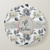 Floral Elegance: een verbluffend Waterverf patroon Rond Kussen (Achterkant)