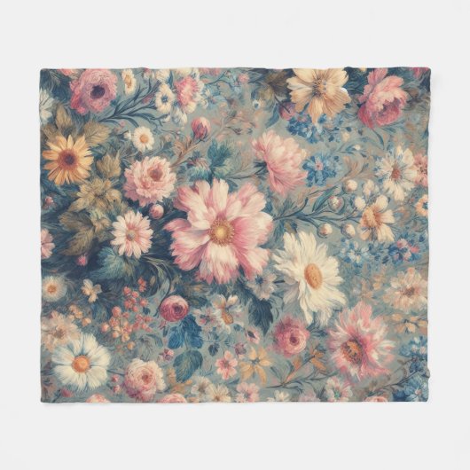 Floral Elegance Fleece Deken (Voorkant (Horizontaal))