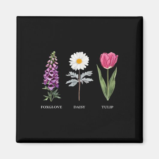 Floral Elegance Foxglove Daisy Tulip Design Magneet (Voorkant)
