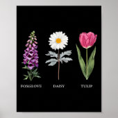 Floral Elegance Foxglove Daisy Tulip Design Poster (Voorkant)