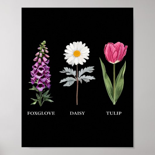 Floral Elegance Foxglove Daisy Tulip Design Poster (Voorkant)